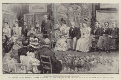 La inauguración de la Galería Nacional de Arte Británico, el Príncipe de Gales agradeciendo a Mr. Tate en nombre de la nación británica de Henry Marriott Paget